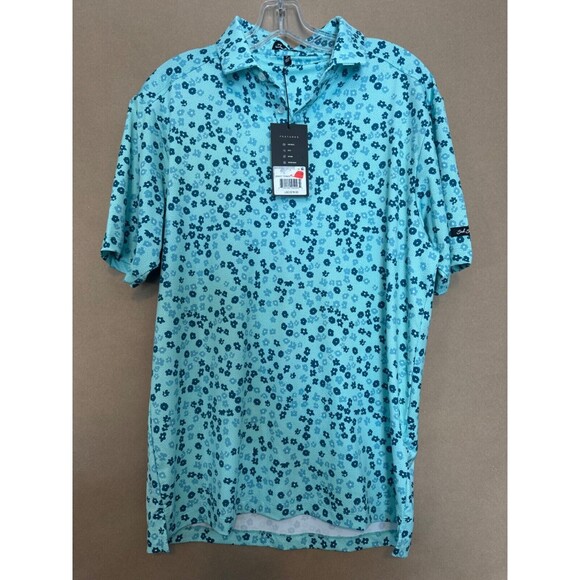 Bad Birdie Blue Floral Polo Shirt - Picture 1 of 5
